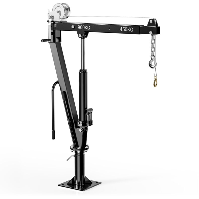 Pickup Kran mit 900kg um 360° drehbar & Seilwinde, Standfuß, klappbar