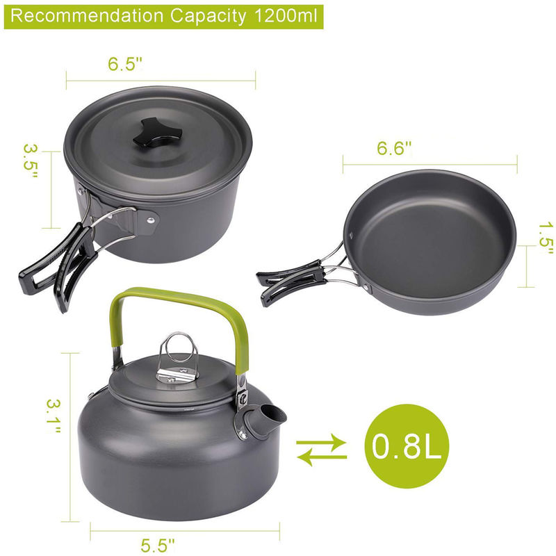 

Picnic Cookware que acampa ultra-ligero portatil de viaje de aluminio al aire libre hervidor de agua Pan olla de cocina Utensilios de cocina, kits