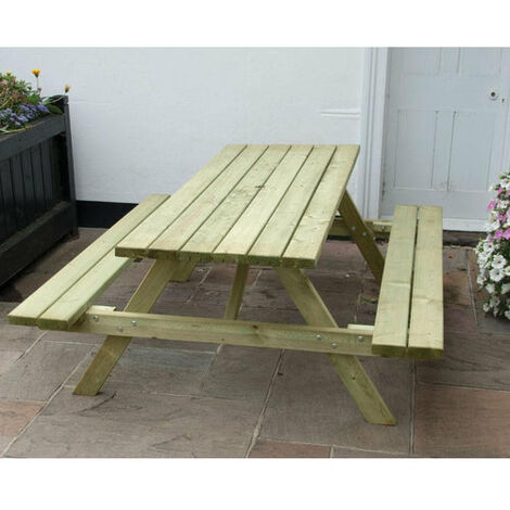 Picnic Table 6 Seater A Frame 6ft 180cm Wooden Bench Pub Garden Seating