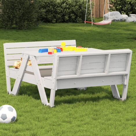 Picnic Table for Kids White 88x122x58 cm Solid Wood Pine vidaXL