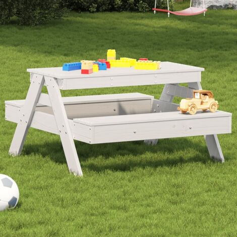 Picnic Table for Kids White 88x97x52 cm Solid Wood Pine vidaXL