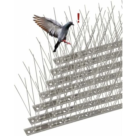 Pico antipalomas de acero inoxidable, 3,5 metros, paquete de 14 pinchos antipájaros para disuadir palomas, cuervos, gorriones y gatos, ahuyentador de pájaros respetuoso con los animales