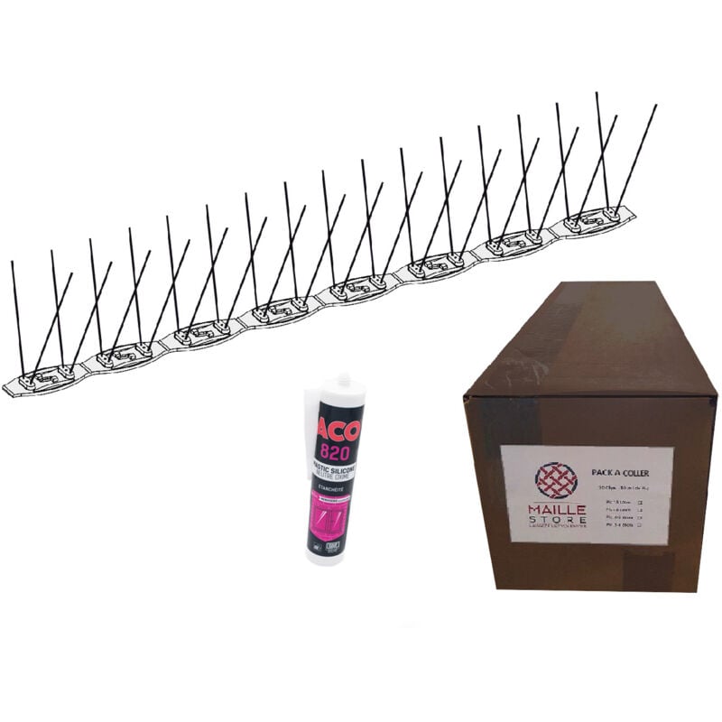 Maillestore - Pics anti-pigeons - 10 mètres à coller - Protection 7 à 10cm (1 tube colle)