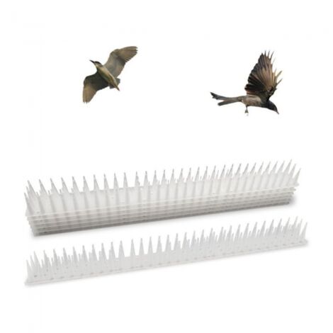 Pics anti-pigeons – Dissuasif à pics extra-hauts pour balcons, clôtures et toits – Lot de 12 (blanc)
