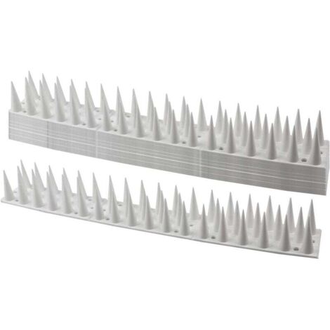 Pics anti-pigeons Ulisem Bird, lot de 14, 4,6 mètres, 3 rangées, plastique, répulsif pour chats, moineaux, rebords de fenêtre, toits, blanc