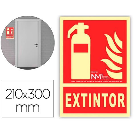 Pictograma archivo 2000 extintor pvc rojo luminiscente 210x300 mm