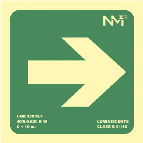 Pictograma archivo 2000 flecha izquierda pvc verde luminiscente 224x224 mm