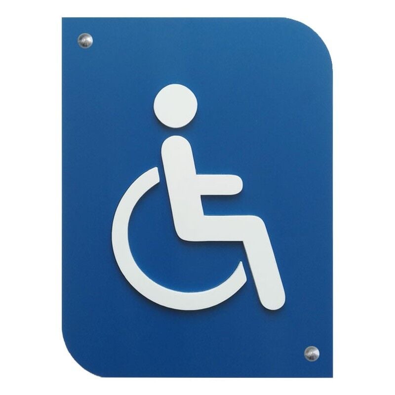 Decoho - Pictogramme 3D pmr, plaque de porte 3D Handicap en pvc couleur bleu / blanc - Signalétique de porte