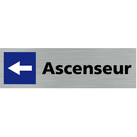 Pictogramme ASCENSEUR VERS LA GAUCHE (Q0272).- Adhésif aspect aluminium brossé -