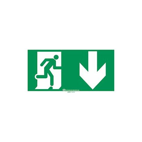 pictogramme autocollant signalisation d'évacuation - flèche vers le bas - 100 x 200 mm - ura 956663