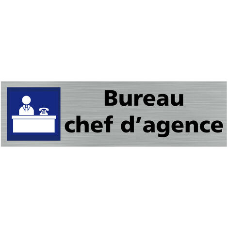 Pictogramme BUREAU CHEF D'AGENCE (Q0433).- Adhésif aspect aluminium brossé -