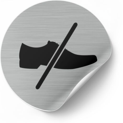 Pictogramme Chaussures Interdites (Q0167).- Adhésif aspect aluminium brossé - Diamètre 76 mm