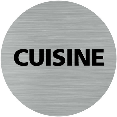 Pictogramme CUISINE (Q0199).- Adhésif aspect aluminium brossé - Diamètre 83 mm