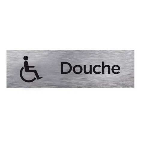 Pictogramme DOUCHE HANDICAPE (Q0100).- Adhésif aspect aluminium brossé -