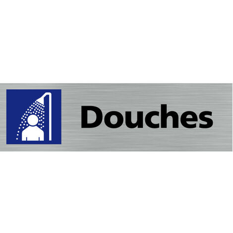 Pictogramme DOUCHES (Q0111).- Adhésif aspect aluminium brossé -