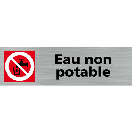 Pictogramme Eau non potable (Q0292). Signalisation Porte - 170 X 50 mm - Autocollant souple ou plaque alu brossé 2mm.