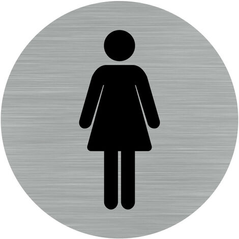 Pictogramme Femme (Q0179).- Plaque aluminium brossé - Diamètre 83 mm