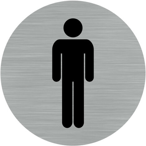 Pictogramme Homme (Q0180).- Plaque aluminium brossé - Diamètre 83 mm