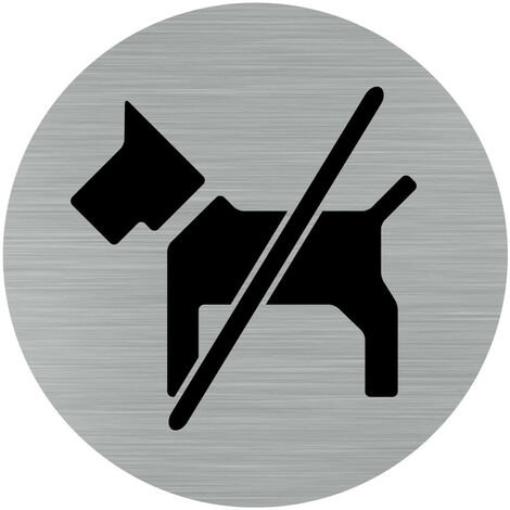 Pictogramme Interdit aux Chiens (Q0165).- Adhésif aspect aluminium brossé - Diamètre 76 mm