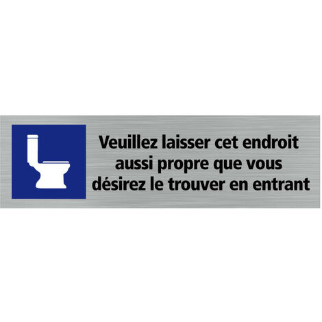 Pictogramme LAISSER TOILETTES PROPRES (Q0130).- Plaque aluminium brossé -
