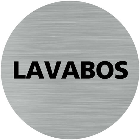 Pictogramme LAVABOS (Q0196).- Adhésif aspect aluminium brossé - Diamètre 83 mm