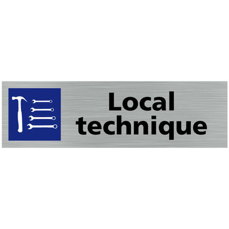 Pictogramme LOCAL TECHNIQUE (Q0346).- Adhésif aspect aluminium brossé -