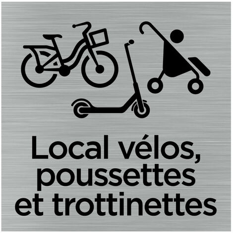 Pictogramme Local vélos, poussettes et trottinettes (Q1031).- Adhésif aspect aluminium brossé -