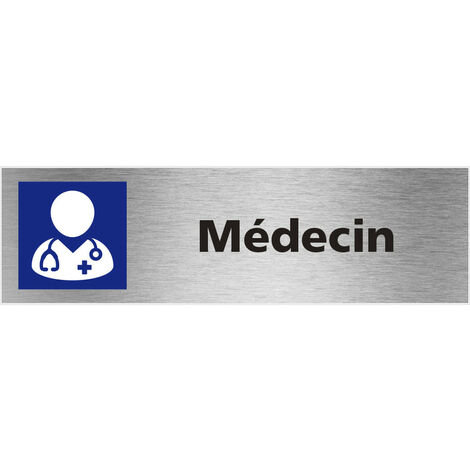 Pictogramme Medecin (Q0472).- Adhésif aspect aluminium brossé -