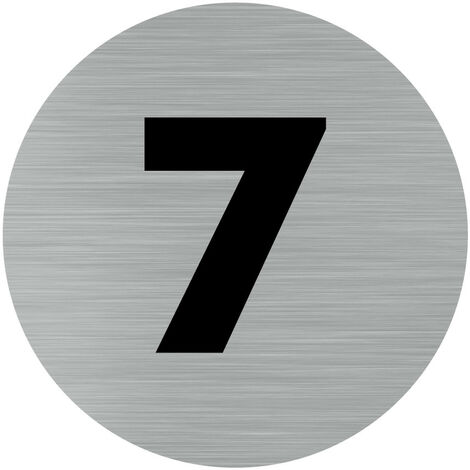 Pictogramme numéro 7 (Q0310).- Adhésif aspect aluminium brossé - Diamètre 76 mm