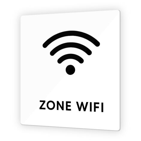 Pictogramme panneau signalétique format 9 x 9 cm en Plexi Picto Noir - Modèle Ondes - Zone Wifi