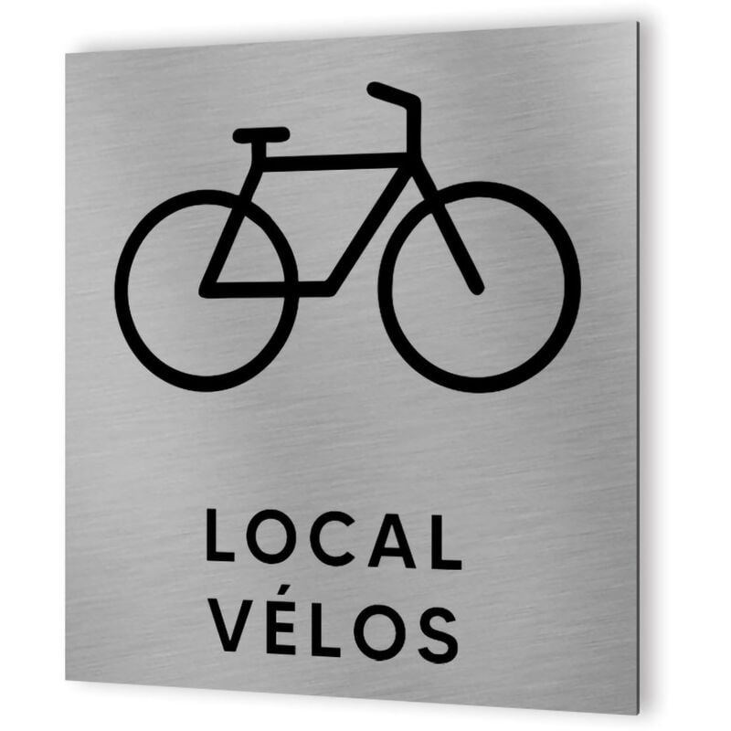 Pictogramme format 20 cm x 20 cm en Dibond Aluminium brossé - Modèle Local vélos