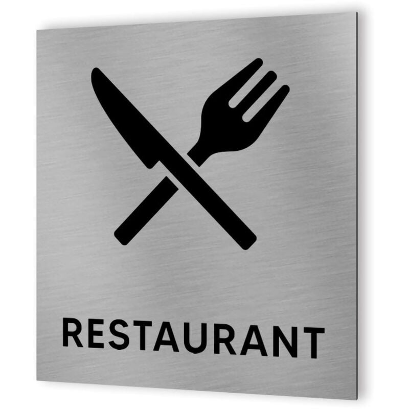 Pictogramme format 20 cm x 20 cm en Dibond Aluminium brossé - Modèle Restaurant