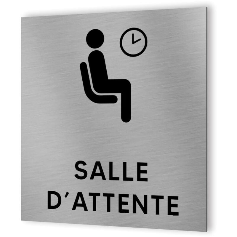 Decoho - Pictogramme format 20 cm x 20 cm en Dibond Aluminium brossé - Modèle Salle d'attente