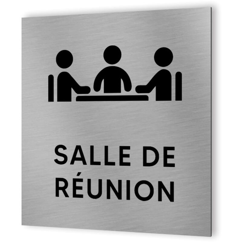 Decoho - Pictogramme format 20 cm x 20 cm en Dibond Aluminium brossé - Modèle Salle de réunion