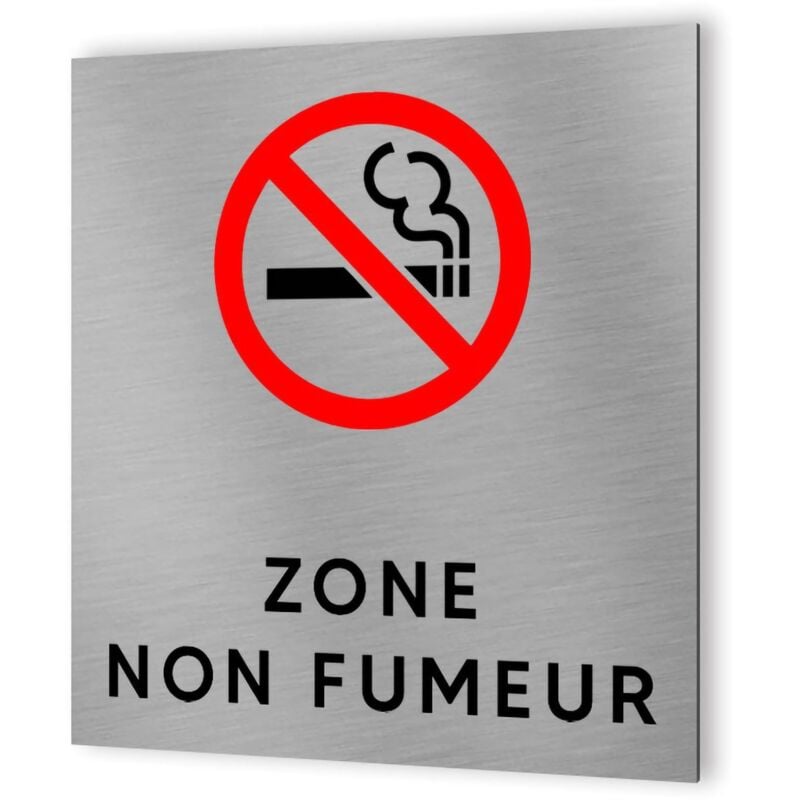 Decoho - Pictogramme format 20 cm x 20 cm en Dibond Aluminium brossé - Modèle Zone non fumeur