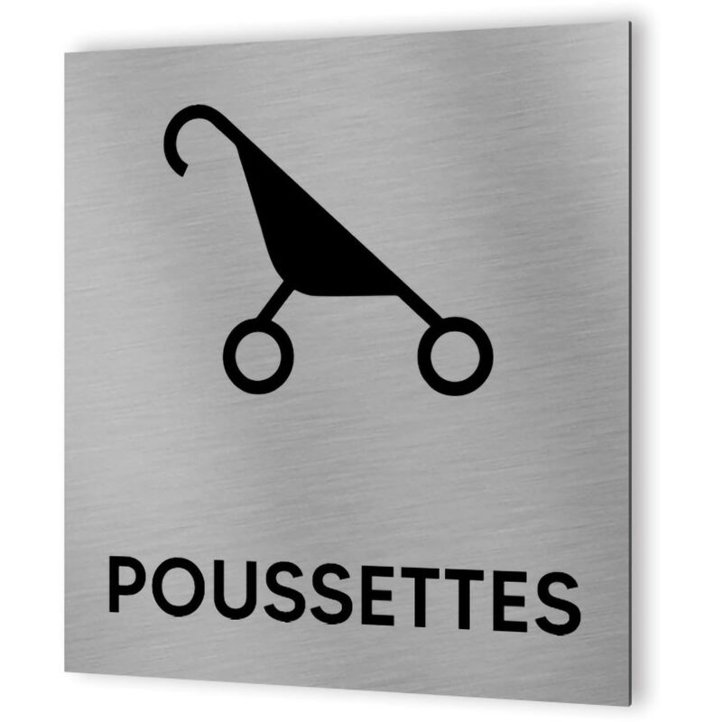 Decoho - Pictogramme format 20 cm x 20 cm en Dibond Aluminium brossé - Modèle Zone poussettes