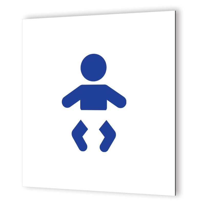 Pictogramme format 20 cm x 20 cm en Dibond Blanc Picto Bleu - Modèle Change Bébé