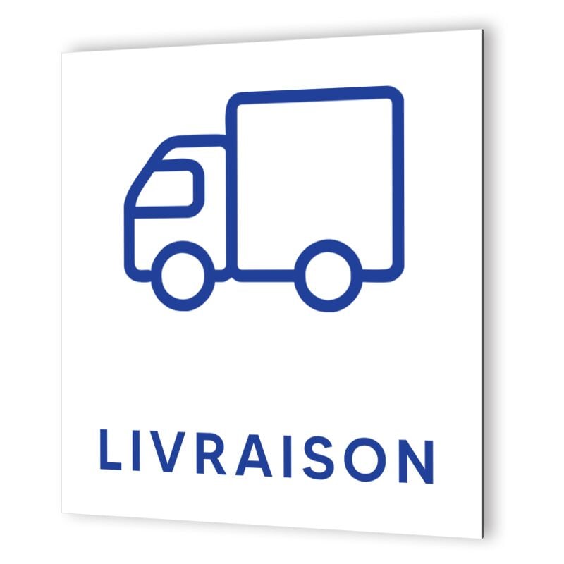 Decoho - Pictogramme format 20 cm x 20 cm en Dibond Blanc Picto Bleu - Modèle Livraison