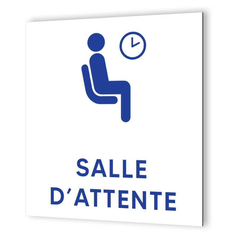 Decoho - Pictogramme format 20 cm x 20 cm en Dibond Blanc Picto Bleu - Modèle Salle d'Attente