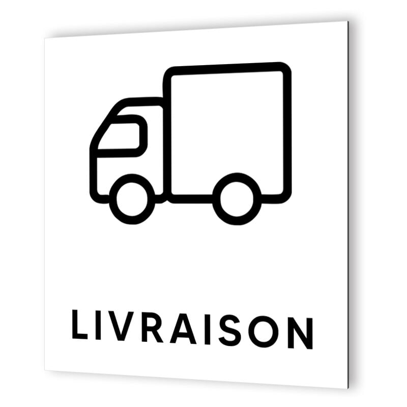 Decoho - Pictogramme format 20 cm x 20 cm en Dibond Blanc Picto Noir - Modèle Livraison