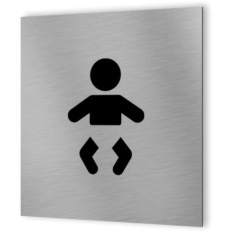 Decoho - Pictogramme wc format 20 cm x 20 cm en Dibond Aluminium brossé - Modèle table à langer bébé