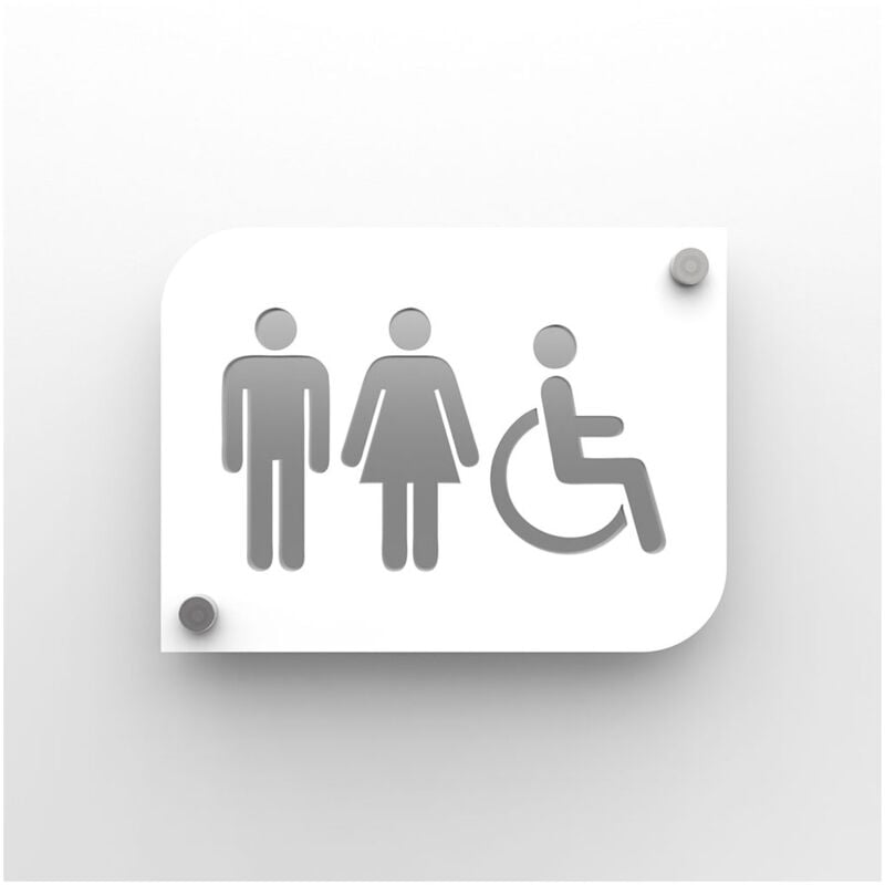 Decoho - Pictogramme plexi toilettes trio hommes/femmes handicapés pmr - Signalétique toilettes
