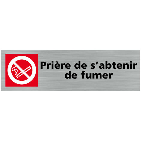 Pictogramme PRIERE DE S'ABSTENIR DE FUMER (Q0363).- Adhésif aspect aluminium brossé -