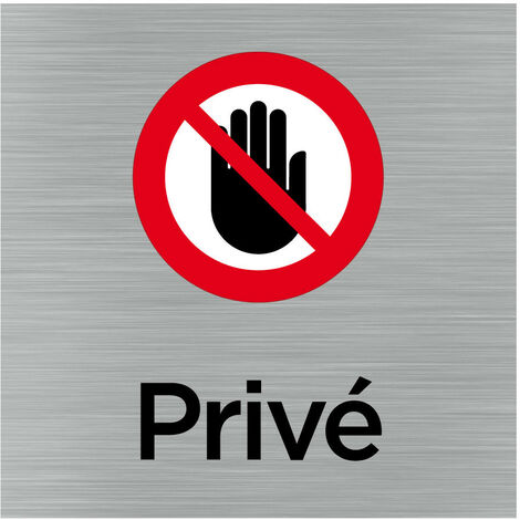 Pictogramme Privé colorée (Q1061).- Adhésif aspect aluminium brossé -