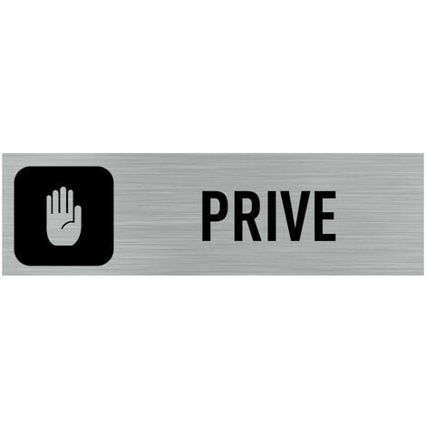 Pictogramme PRIVE (Q0017).- Adhésif aspect aluminium brossé -