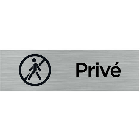 Pictogramme PRIVE (Q0076).- Adhésif aspect aluminium brossé -