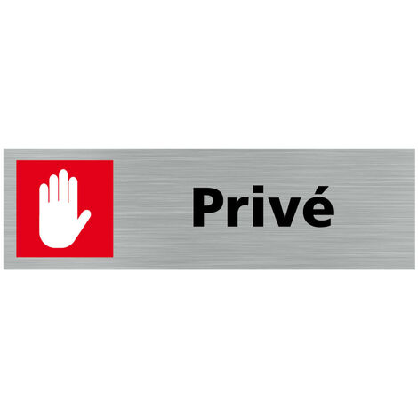 Pictogramme PRIVE (Q0367).- Adhésif aspect aluminium brossé -