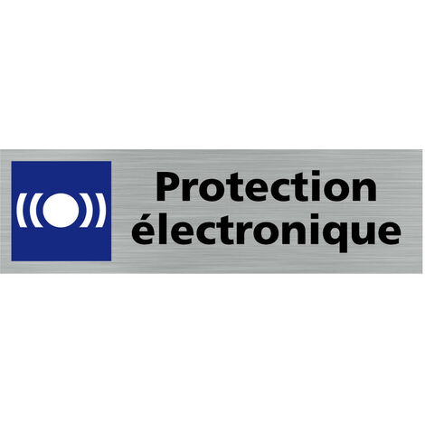 Pictogramme PROTECTION ELECTRONIQUE (Q0253).- Adhésif aspect aluminium brossé -