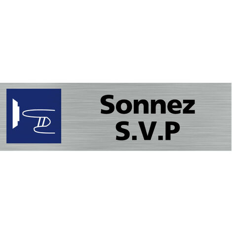 Pictogramme SONNEZ (Q0104).- Adhésif aspect aluminium brossé -