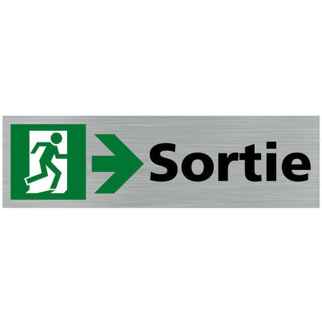 Pictogramme SORTIE DE SECOURS DROITE (Q0160).- Adhésif aspect aluminium brossé -